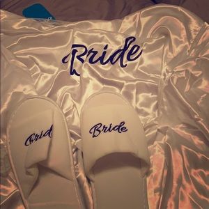 Bridal Robe and slippers which say bride. BNWT